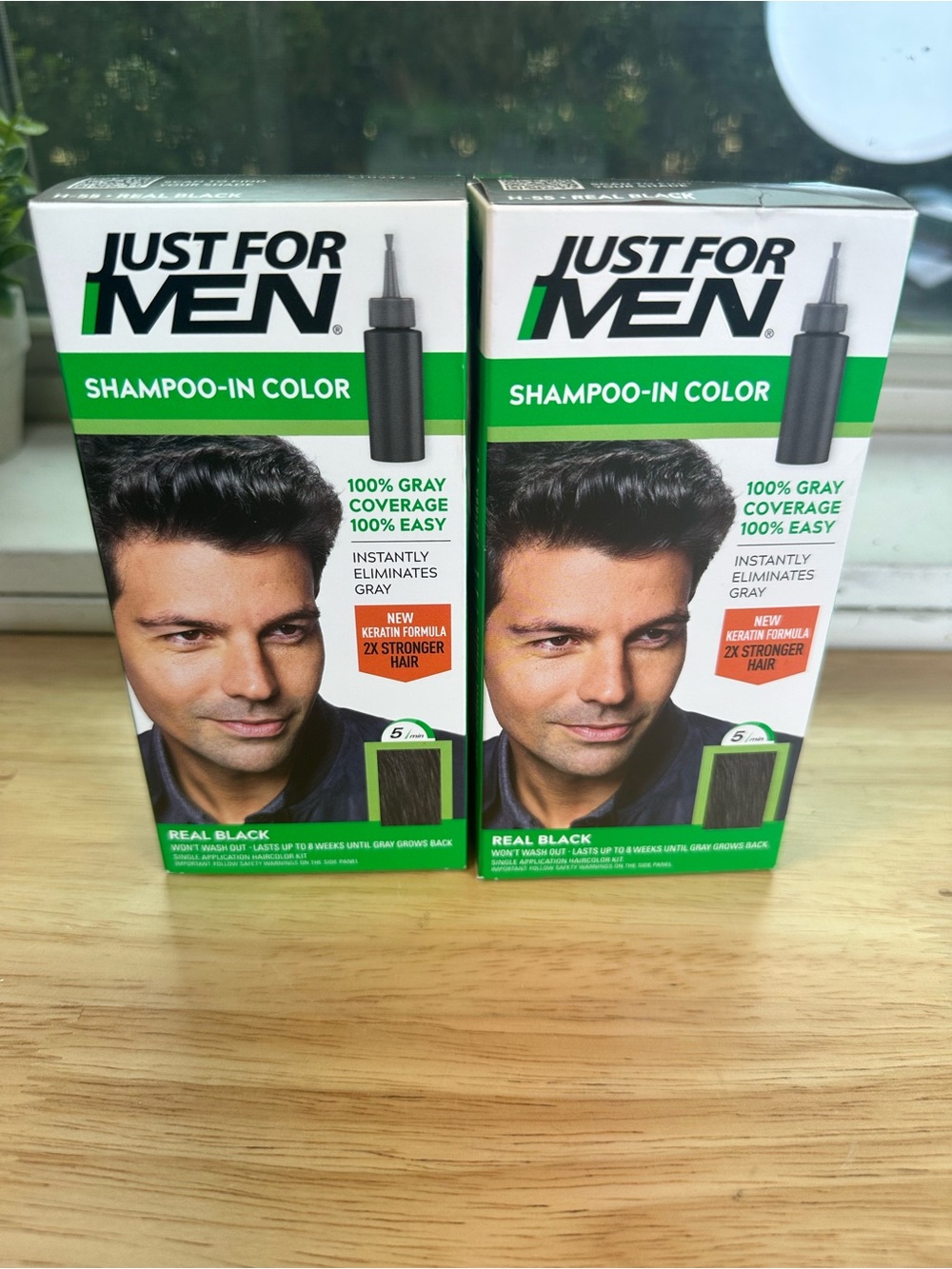 Just for men Shampoo-In Color Hair Color - Real Black two boxes